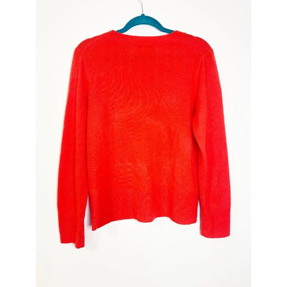 J.Crew 100% Cashmere Sweater Medium Tomato Red Crewneck Classic Luxury - Flaw